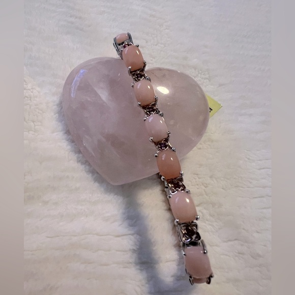 Chuck Clemency STS Pink Opal Gold n Sterling Silver Peruvian Bracelet - Picture 6 of 14